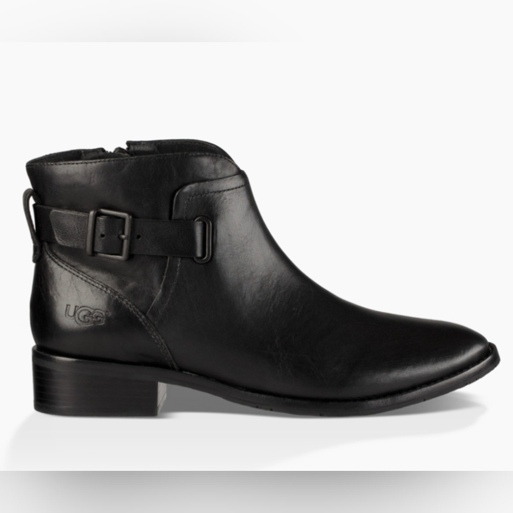 UGG Women's Black Leather Barnett Ankle Boot Size 7.5